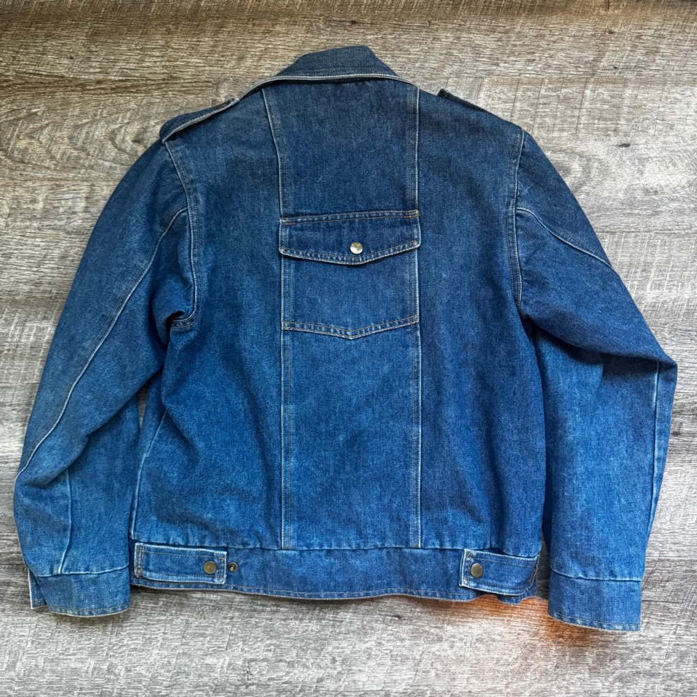 Sergio Valente Vintage‎ Denim Jacket Small Blue Plaid Lined Double Breasted 80's - Picture 2 of 6